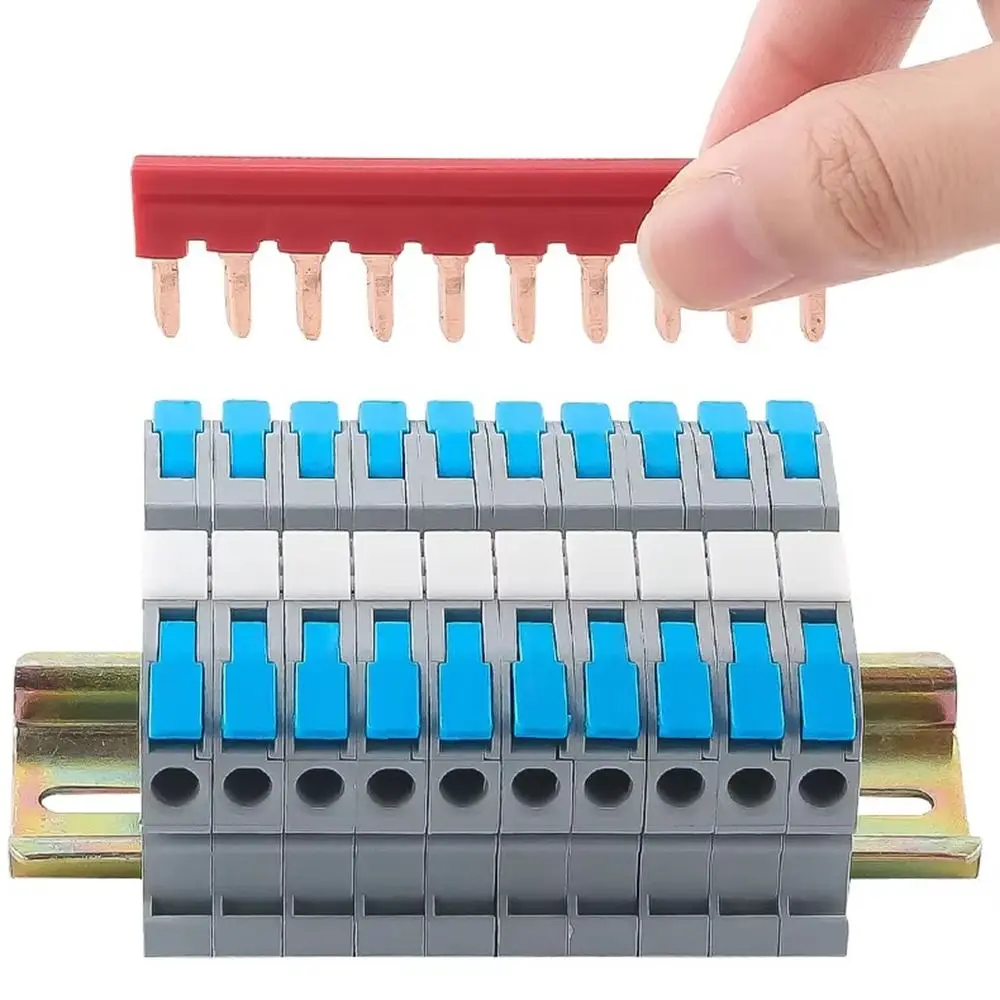 10Pcs CMK420 Din Rail Terminal Block 4mm2 11AWG 450V 32A Lever Type Rail Connector DIN Mount Design Color Coded Terminals