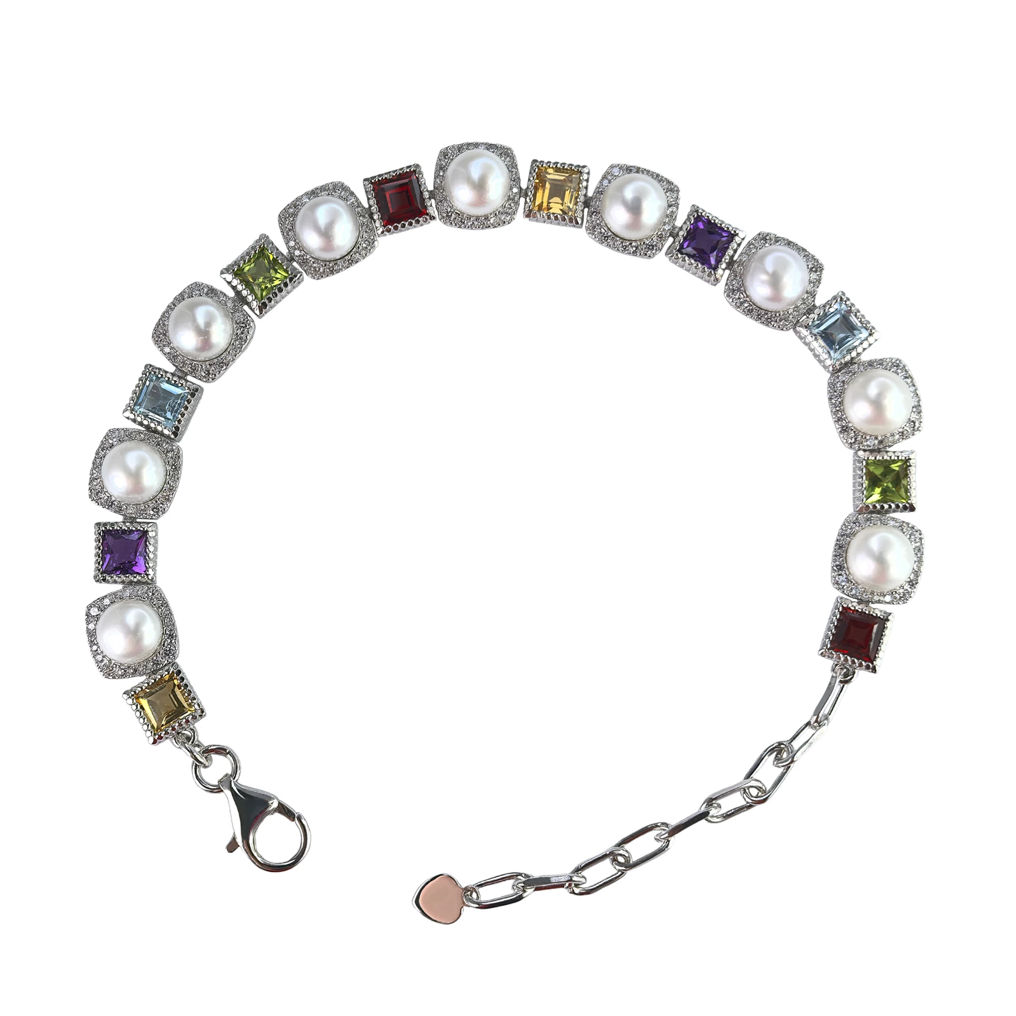 

Graceful Rhodium Plated 925 Sterling Silver Freshwater Pearl Bracelet for Women Mothers Day Gifts 2025