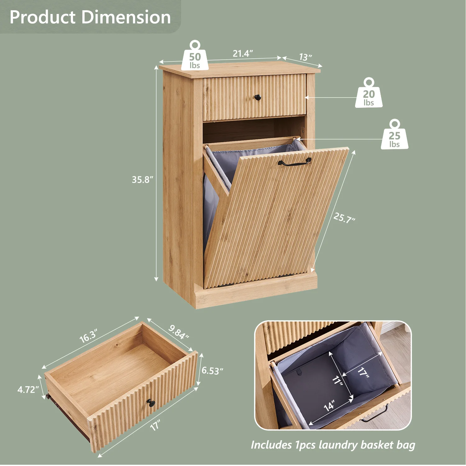 خزانة قمامة قابلة للإمالة، خزانة سلة غسيل المزرعة سعة 10 جالون مع أدراج، سلة تخزين للمطبخ، غرفة المعيشة،