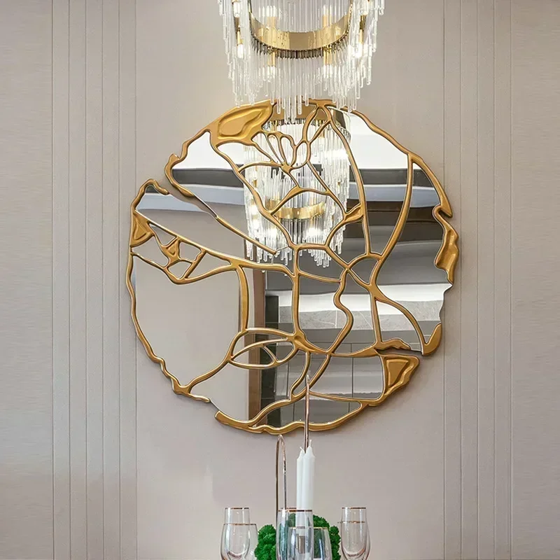 Decorative Mirror Irregular Hanging Round Living Room HD Reflection Explosion Proof