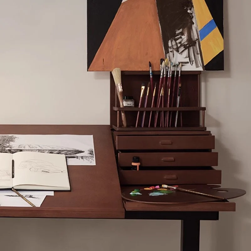 Walnut wood color artist's desktop pen holder easel drawing board specially designed for art students