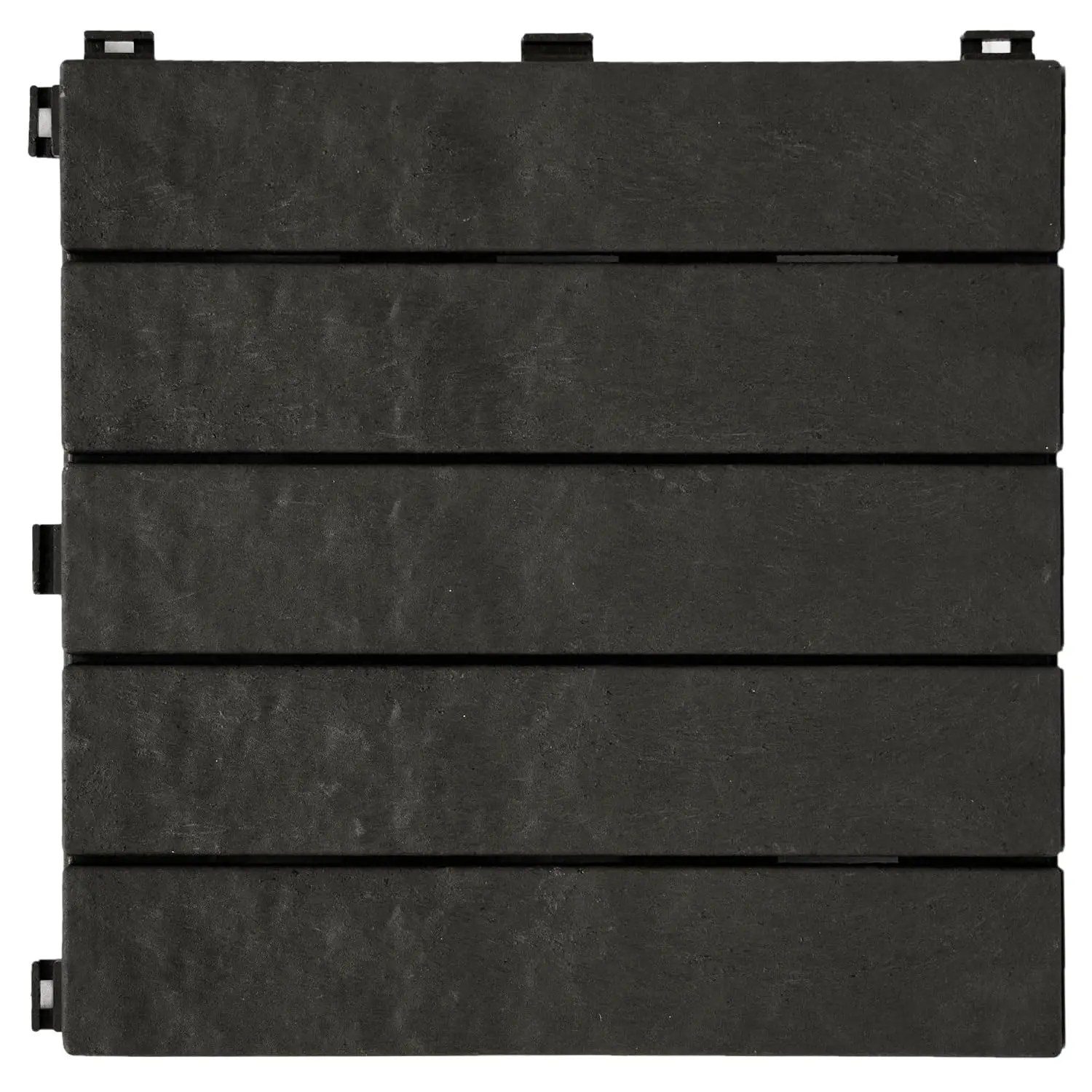 EcoTrend 24-Pack 12”x12” Interlocking Deck Floor Tiles, Slate Black – Rubber & Plastic Outdoor Flooring for Patio,Customized