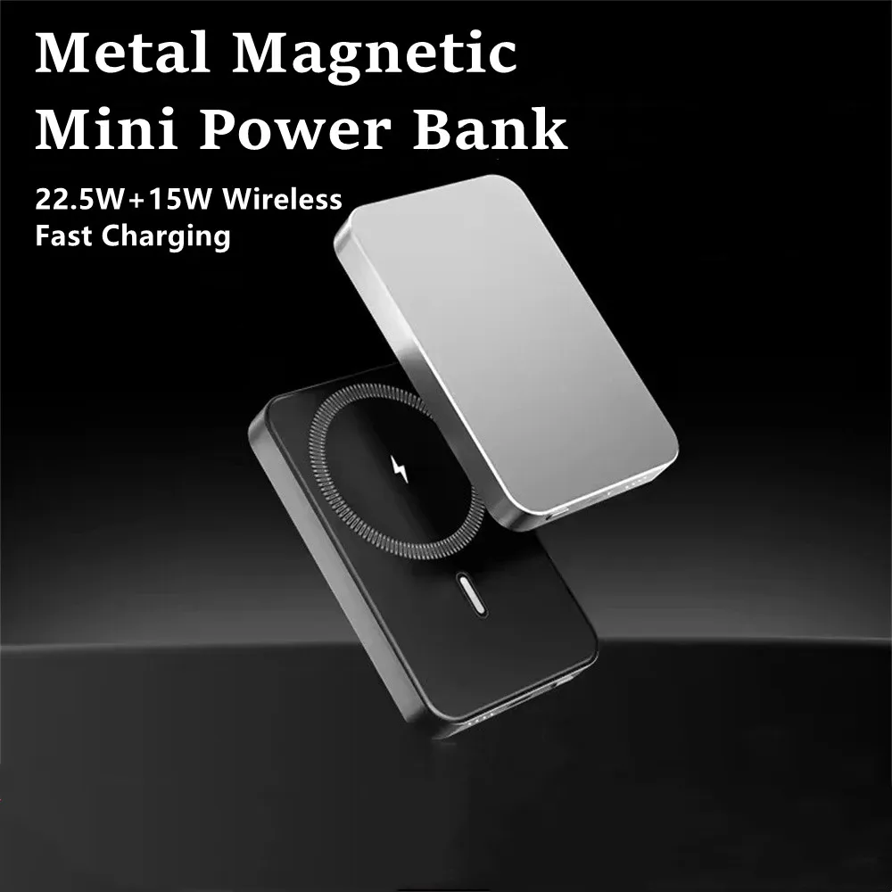 

Magnetic Powerbank 15W Wireless Fast Charging Ultra-Thin Titanium Portable Charger for iPhone Samsung Magsafe Power Bank