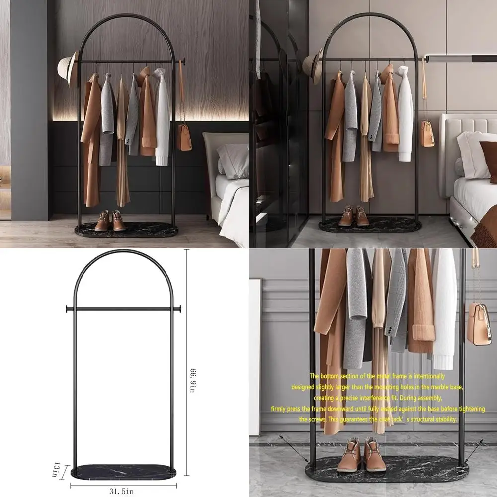 

Прочная металлическая вешалка для одежды с мраморным основанием для подвешивания одежды и пальто