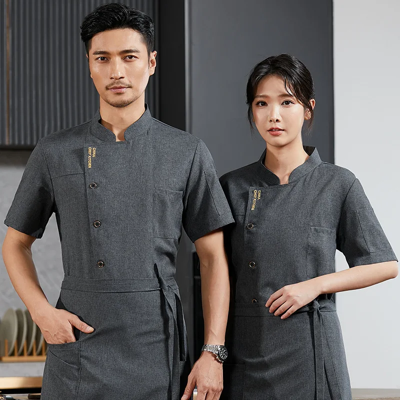 Hotel Ristorante Cucina Uniforme da lavoro Manica corta Giacca da cuoco Panetteria Pasticceria Chef Cappotto da cucina bianco estivo