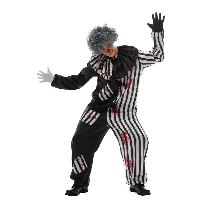 Sky01 2022 Adult Evil Clown circus Cosplay Halloween Costume Vintage Men's Bloody Killer Clown Carnival Easter Purim Fancy Sd01$