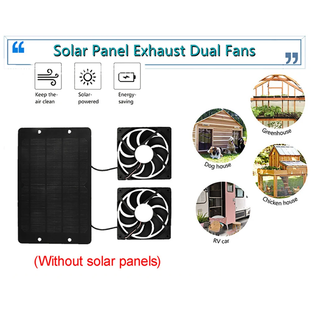 Solar Powered Fan 12V 10W Waterproof Dual Exhaust Fan For Camping Greenhouse Electric Ventilation Fan With Protective Net