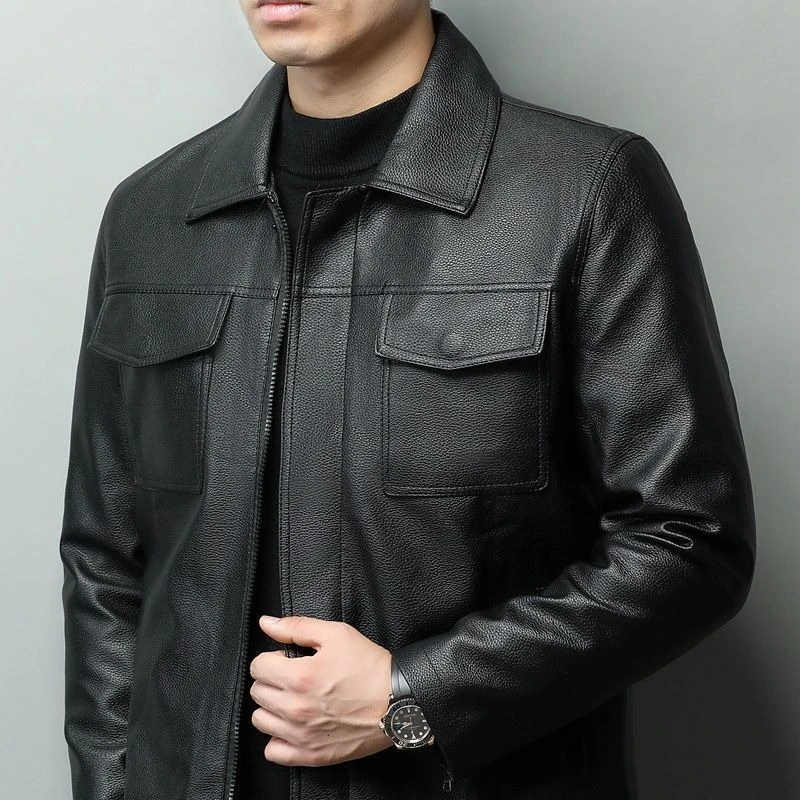 

Fashionable Men's Motorcycle Leather Jacket Slim Fit Korean Style Spring Autumn Outerwear​