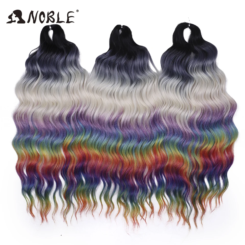

Noble Hair 24 Inch Synthetic Hair Water Wave Braiding Hair Extensions Rainbow color Deep Wave Curl Twist Crochet Hair Extension