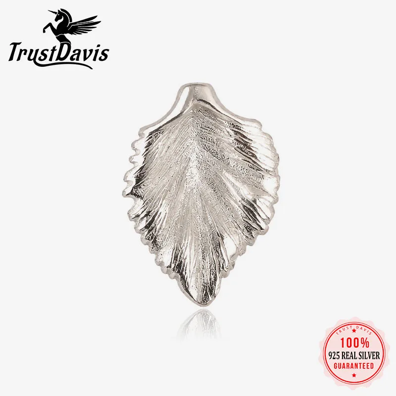 TrustDavis 925 Sterling Silver Artistic Retro Pendant Leaf Minimalist Small Gift for DIY Bracelet Necklace Jewelry Making DZ1936
