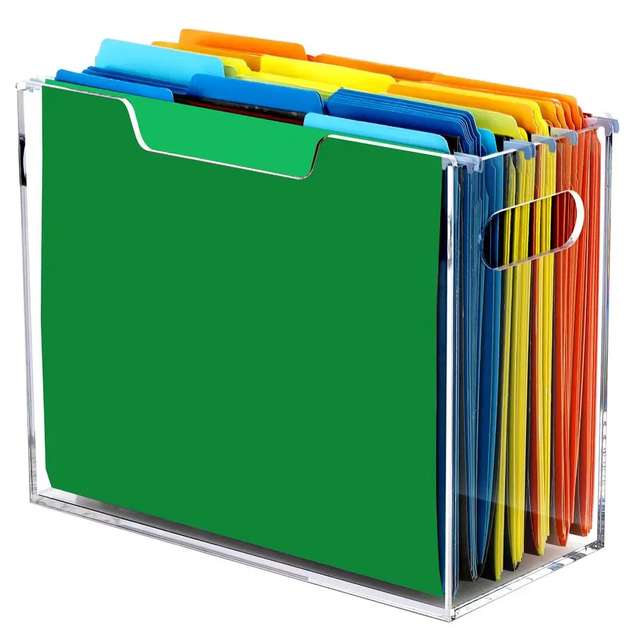 

Акриловый органайзер для подвесных папок формата Letter, прозрачный портативный ящик для хранения документов с ручками, настольный держатель для файлов для дома