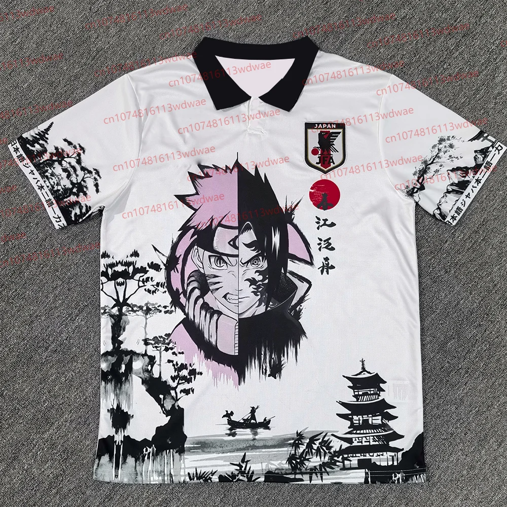 Camiseta de Naruto Sasuke Ukiyoe estilo tinta de Anime para hombre, camiseta de verano de manga corta de fútbol japonés, Cosplay, ropa de calle holgada Harajuku Otaku
