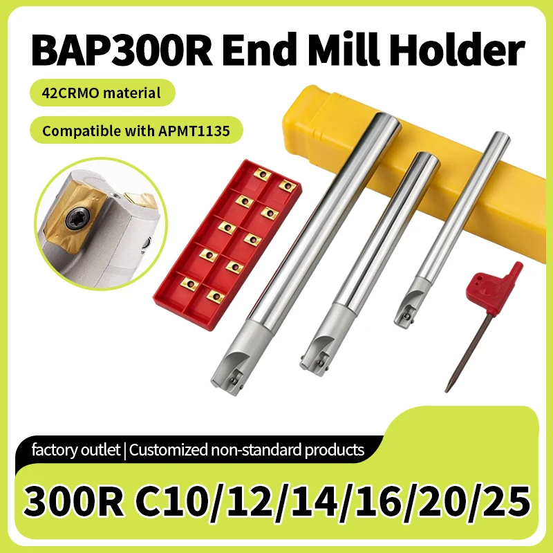 BAP300R Milling Cutter Rod C10 C12 C14 C15 C16 C19 C20, CNC Rough Machining Tool Holder for APMT1135 APKT1135 Carbide Inserts