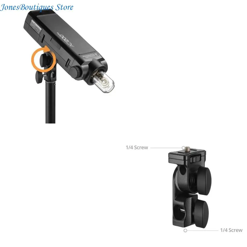Camera Light Stand Conversion Head Flash Bracket Adapter Mount with 1/4 Screw W8KE