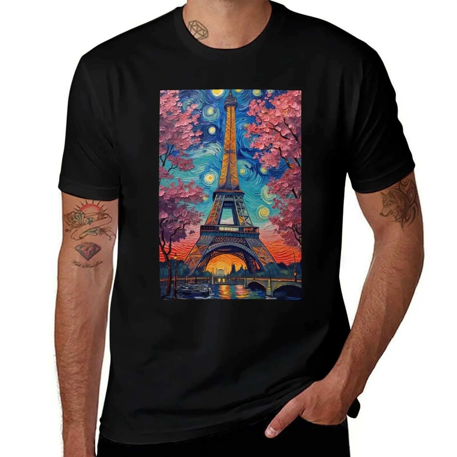 

The Eiffel Tower, Van Gogh Style T-Shirt funny costumes Funny t-shirt oversize t-shirts man oversized t shirt men
