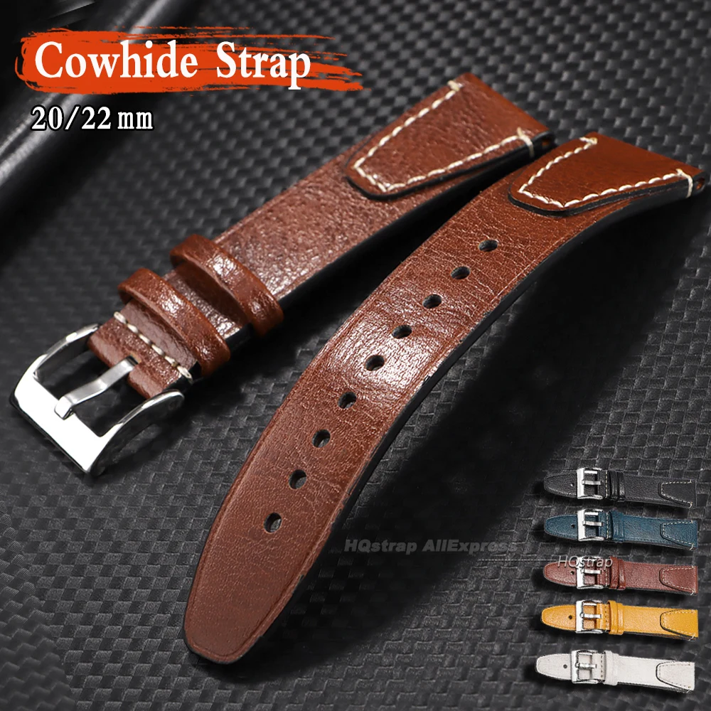 

New Stitching Cowhide Strap 20mm 22mm Universal Bracelet Soft Comfortable Replacement Wrist Band for Men Women Band Accessories
