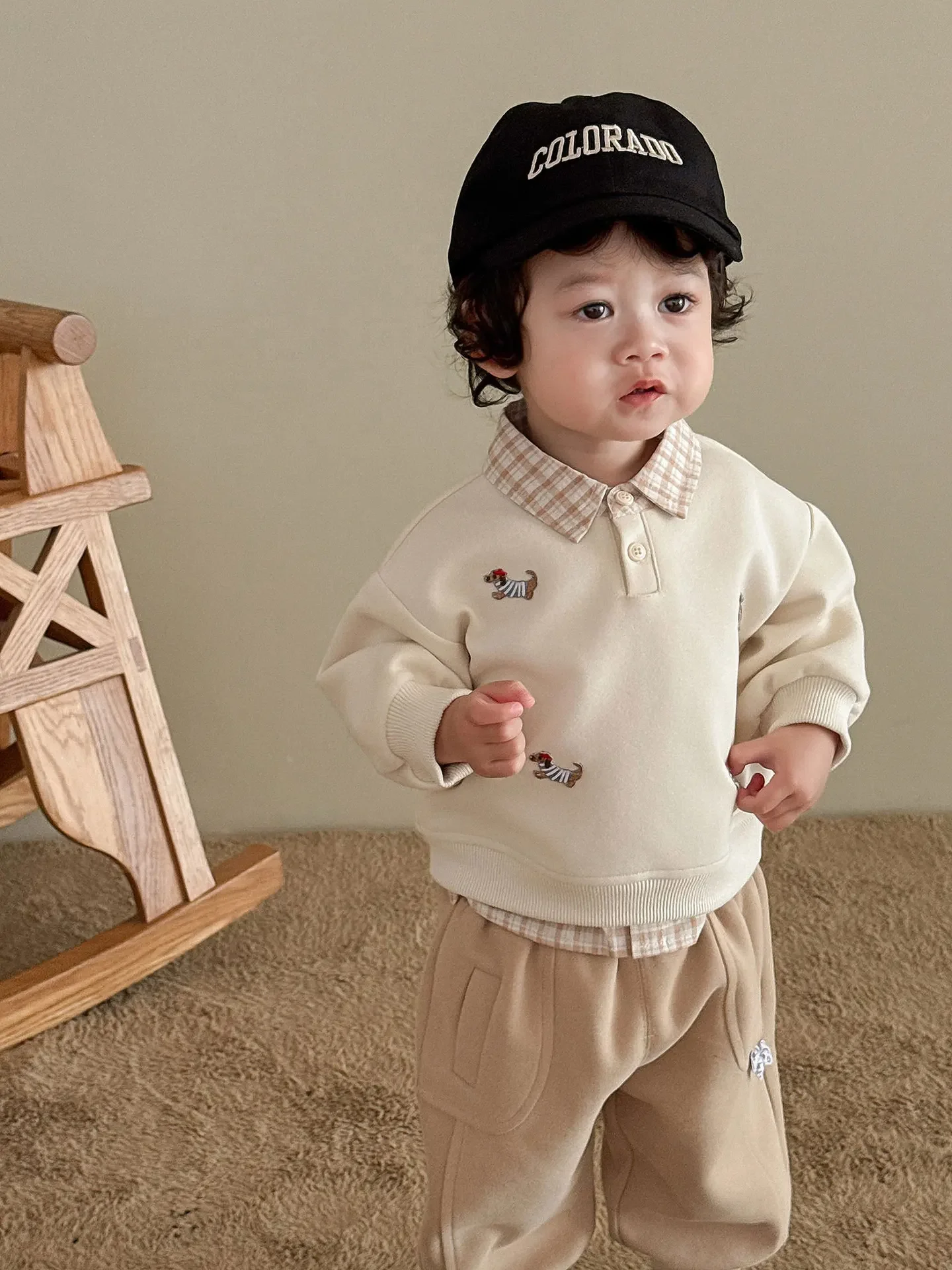 ZOETOPKID Kinder-Warmpullover Herbst Winter Jungen Cartoon-Unterhemd Baby Mädchen Fake Zweiteiliger Pullover – Detail 9