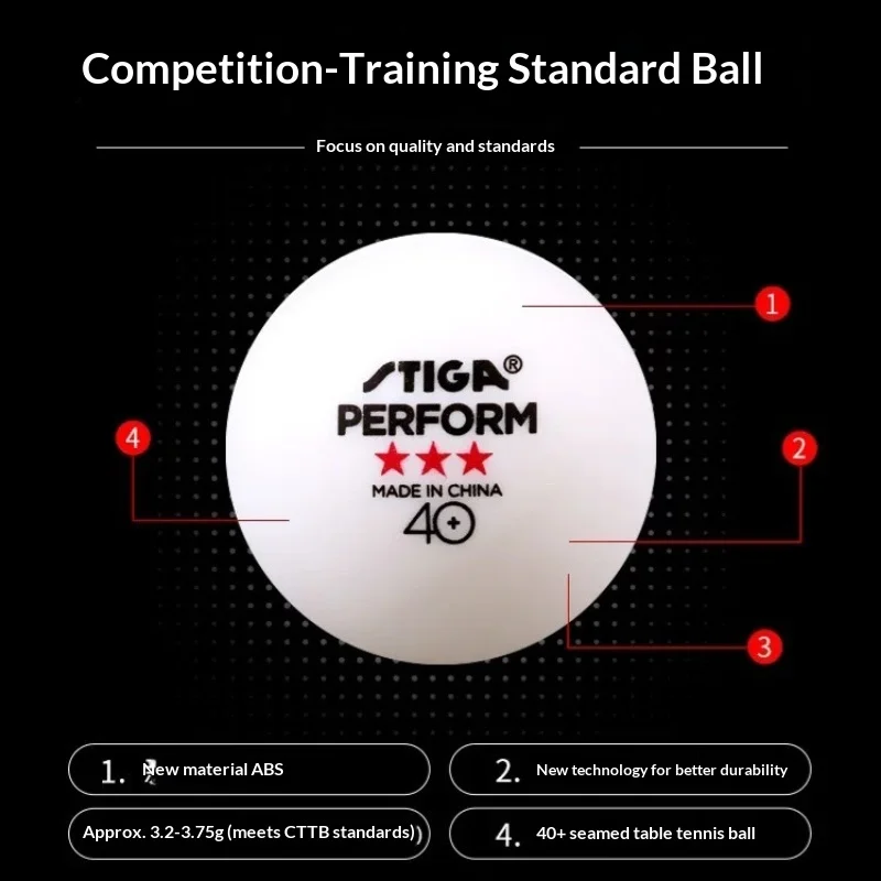 

STIGA Durable 3-Star 40+ Seam Balls Official Standard for Match Training 3-Pack High Bounce Ping Pong Balls ITTF