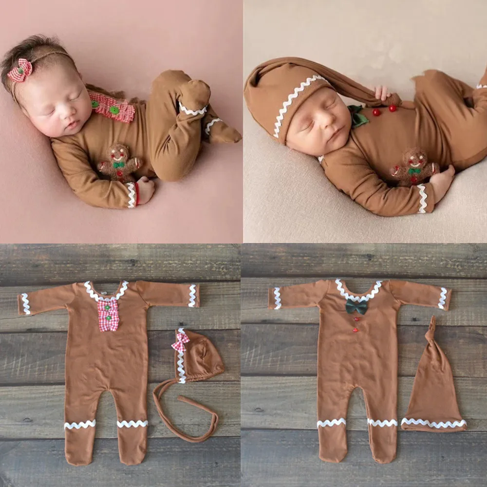 

❤️ Рождественская одежда для фотосъемки новорожденных, шапка + комбинезон, 2 шт./компл., реквизит для детской фотосессии, одежда для студийной съемки младенцев, наряды для фотосъемки