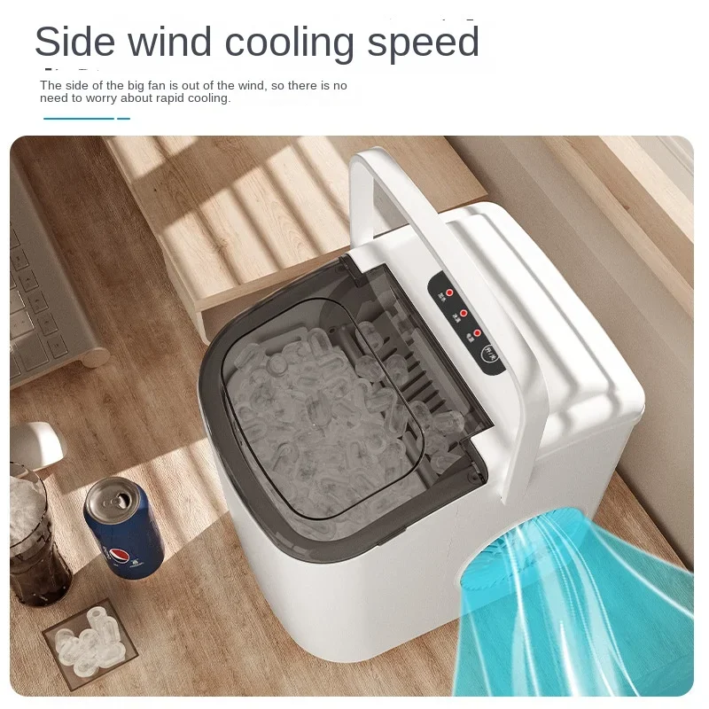 เครื่องทำน้ำแข็งเครื่องทำน้ำแข็งก้อนกลมระบบอัตโนมัติขนาดเล็กสำหรับใช้ในบ้านขนาด15กก. สำหรับหอพักนักเรียนใช้ในครัวเรือนขนาดเล็ก