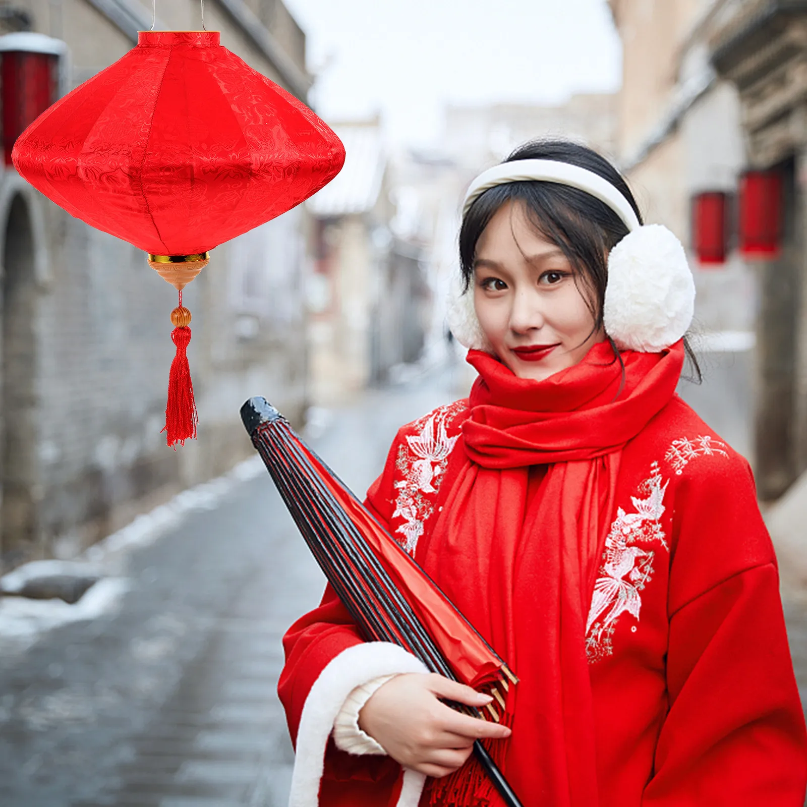 

Delicate Hanging Large Red Lantern Floral Pattern Decorative Lantern for Festival Party Wedding Celebration Hanging Lanterns