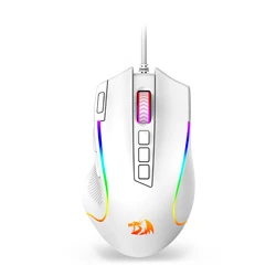 Redragon-ratón óptico M612 Predator RGB para juegos, periférico con cable de 8000 DPI, 11 Botones programables, blanco