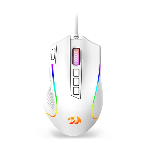 Ratón para juegos Redragon M612 Predator RGB Óptico con cable de 8000 DPI con 11 botones programables, blanco