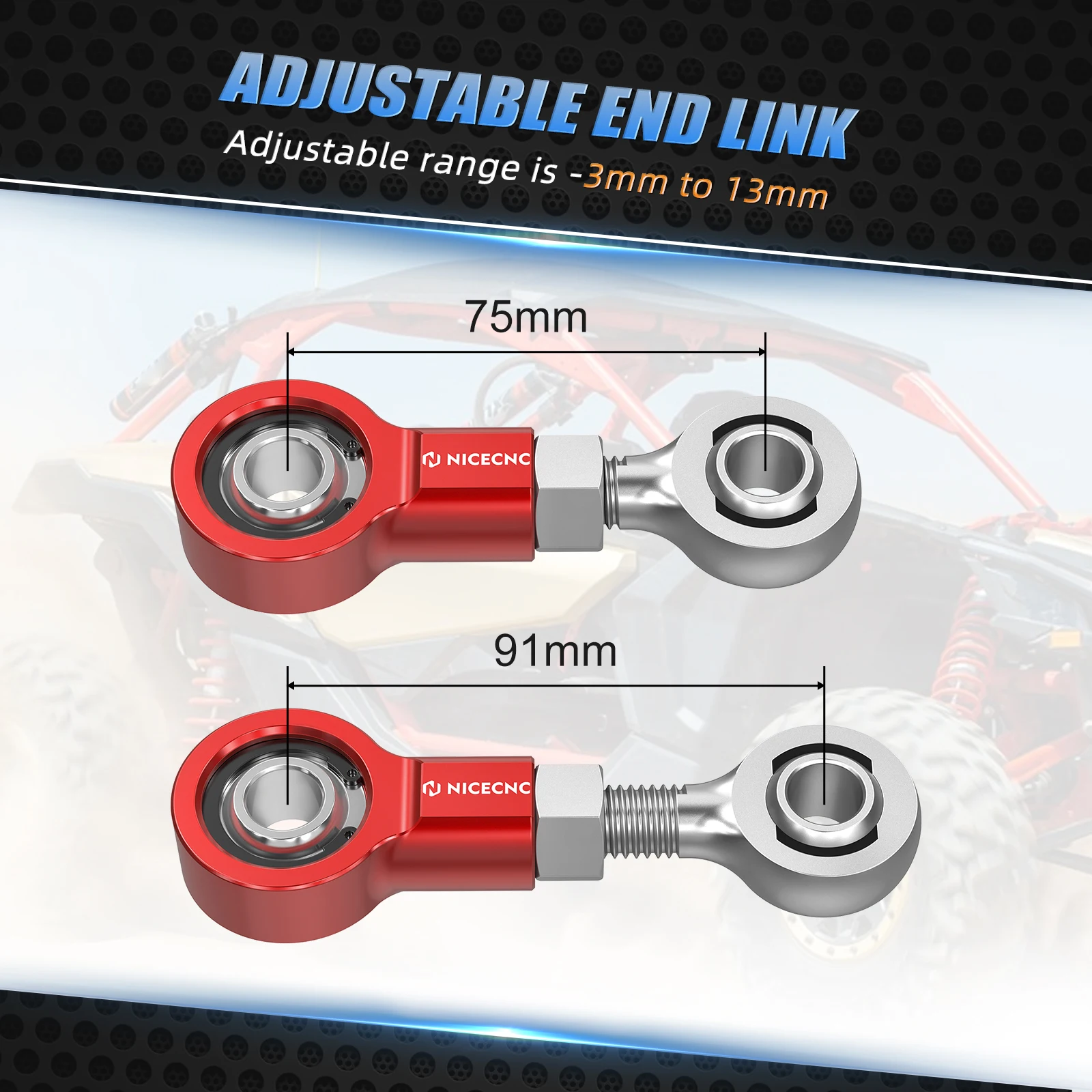 M12 UTV X3 Can-Am Maverick X3 2019-2023 7075 알루미늄 706203612 706203611 용 전면 스웨이 바 안정기 엔드 링크 키트 썸네일 6