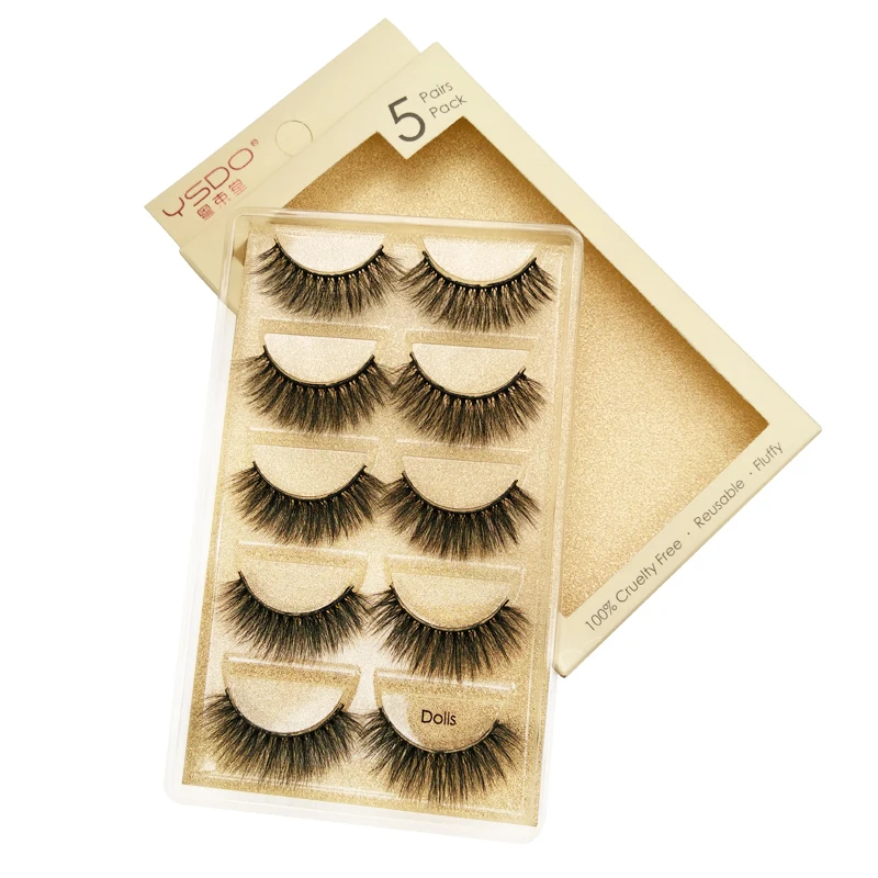 YSDO 5 Pairs Faux Mink Eyelashes 3d Mink Hair Lashes Natural Long Soft False Eyelashes Volume Lashes Extension Tools Maquillaje