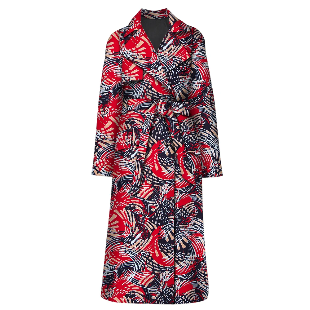 المرأة الأفريقية بلايز الربيع والخريف كم كامل التلبيب معطف واقٍ من المطر طويل للنساء الأفريقية طباعة سترة واقية سترة WY6058 #3