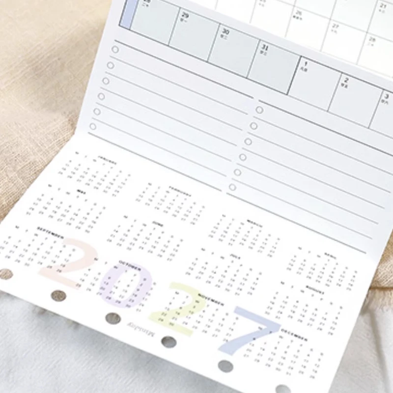 Fromthenon Loose Leaf Notebook Planner 2026 Calendar A6 A7 A8 8 Folding Calendar Year Plan Loose Leaf Journal Paper Accessories