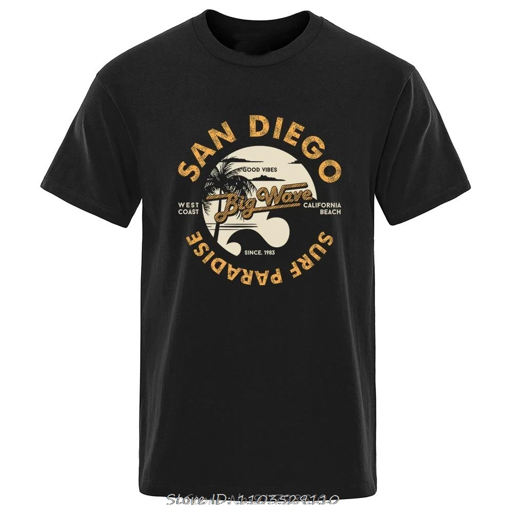 San Diego Surf Paradise, West Coast Of California Men T-shirt Loose Cotton T Shirt Breathable Oversize Casual Tees Tshirt