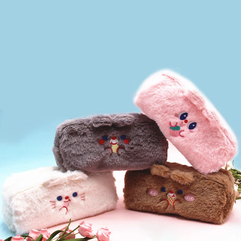 

Корейский чехол для ручки с медведем, канцелярские принадлежности, сумки-карандаши Trousse Scolaire, кавайный пенал, большой плюшевый школьный пенал для девочек