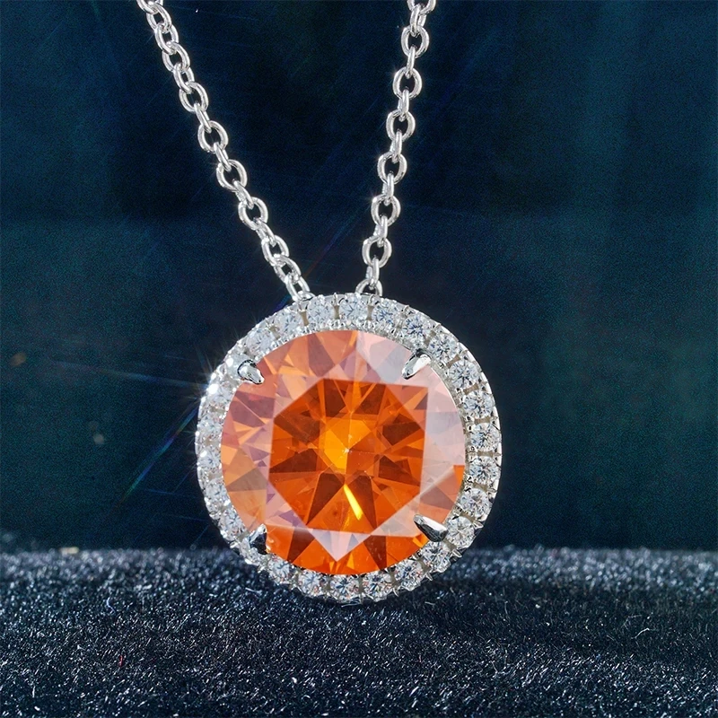 JoyceJelly Classic S925 srebrny naszyjnik z 5CT 11mm kolorowe kamienie Moissanite wesele luksusowa piękna biżuteria — zdjęcie 5