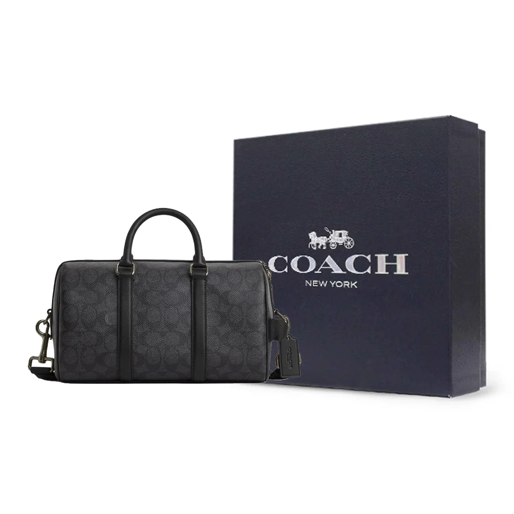 COACH Venturer Artificial Leather With Cow Leather Shoulder Bag, Crossbody Bag, Handbag Large Men's Charcoal Black CBN94-QBMI5