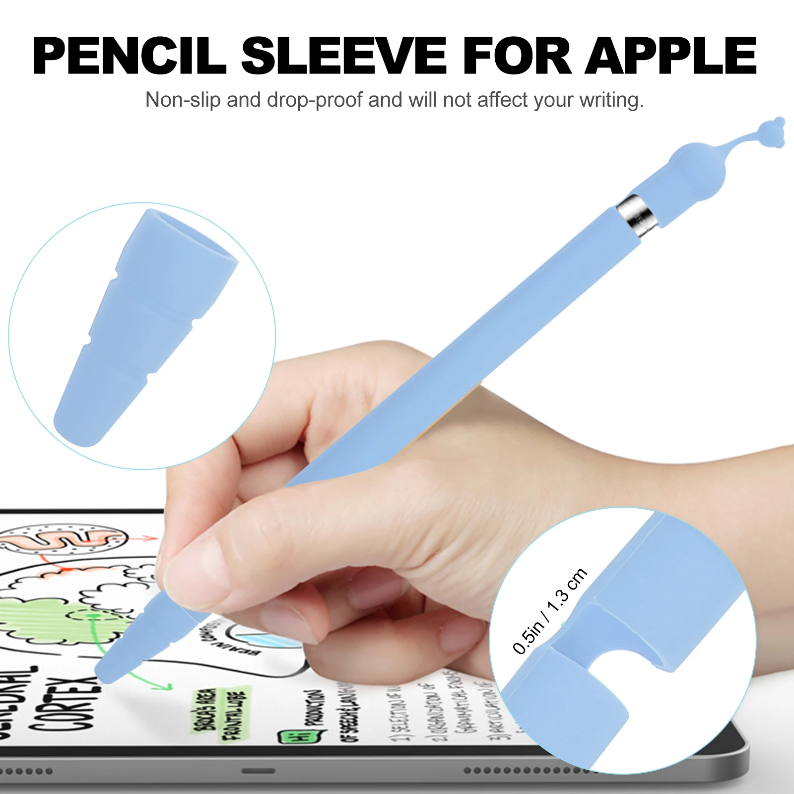 

2 Pcs Silicone Pen Case Pencil Sleeve Anti-lost Holder Protector Cover Anti-fall