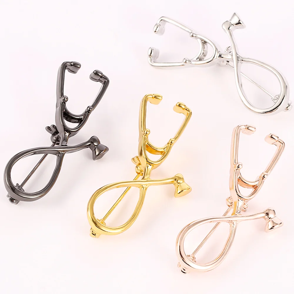 Creative Doctor Mini Stethoscope Brooch Lapel Pin Badge Clothes Backpack Metal Accessory Fashion Pin Gifts Medical Jewelry