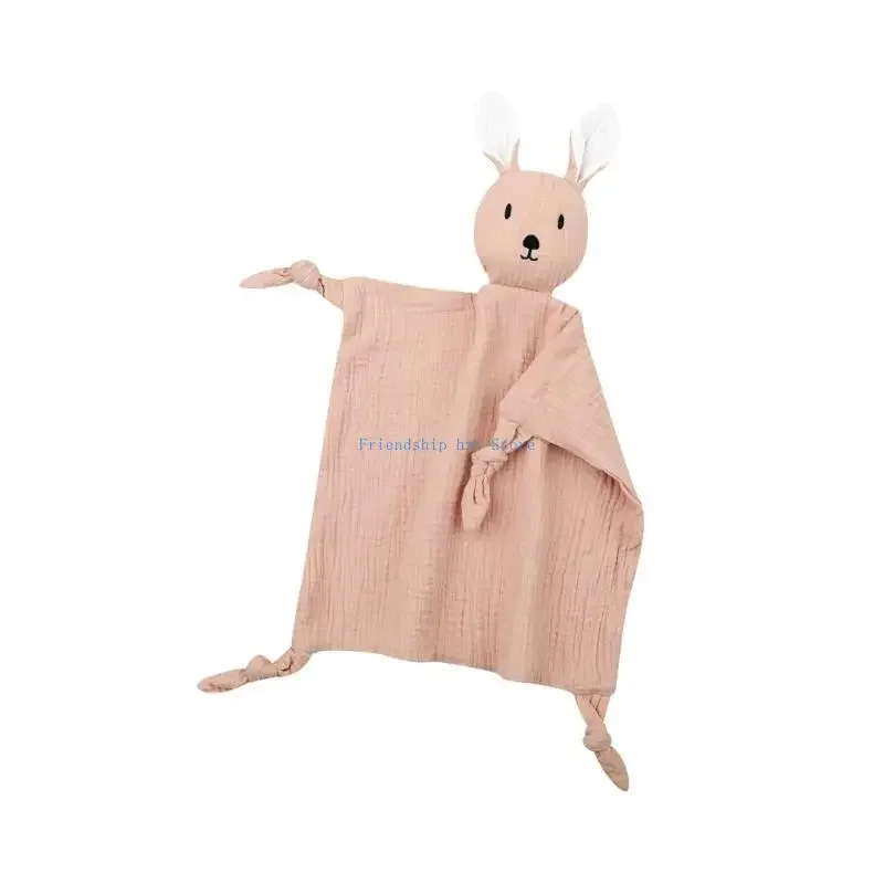 

F1CB Baby Blanket Rabbit Appease Towel Cotton Teething Bib Promote Infants Sleep