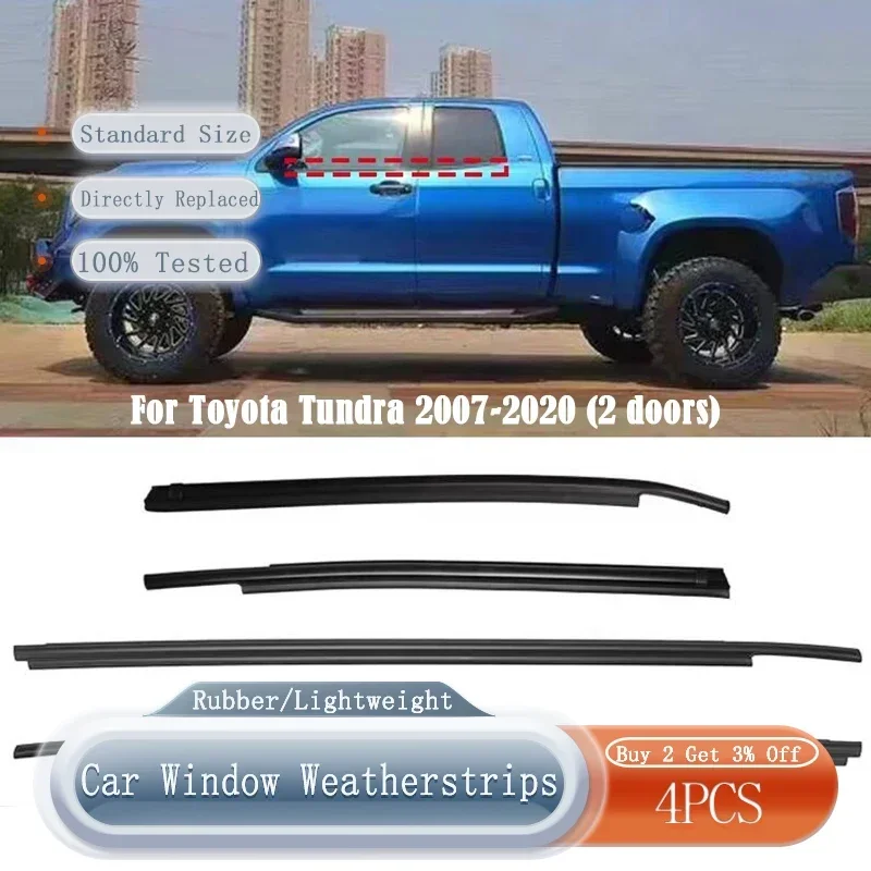 Car Side Door Window Weatherstrips Glass Rubber Sealing Weather Strip for Toyota Tundra 2007-2020