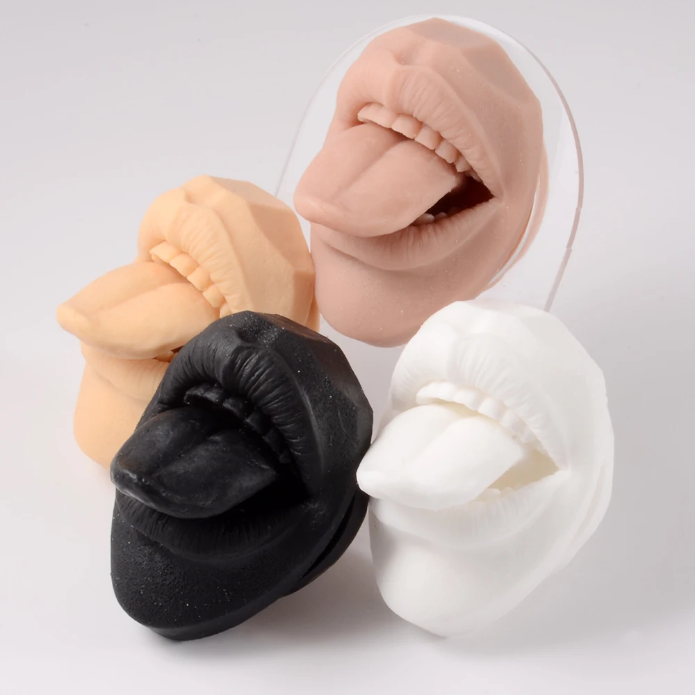 1PC Silicone Mouth Tongue 3D Model Tongue Nail Lip Nail Piercing Suture Practice Silicone Mouth Tongue Piercing Jewelry Tool