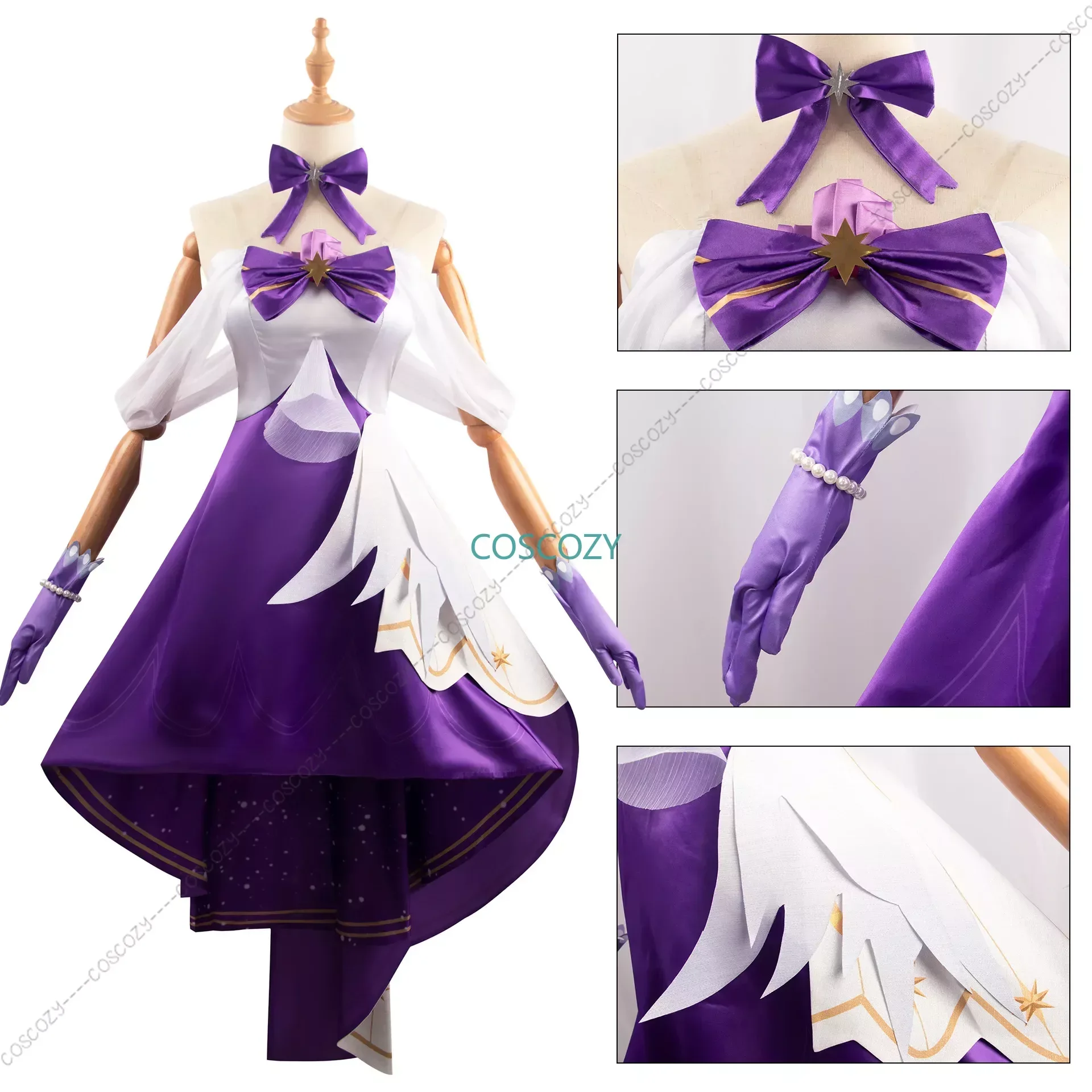 Game Honkai: Star Rail Music Concert Costume Robin Cosplay Purple Dress Bracelet Earrings Wig Suit Women Hallowen Party Outfit