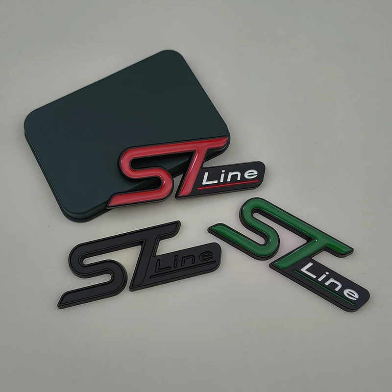 ثلاثية الأبعاد شعار معدني ST خط سيارة الجبهة مصبغة شعار الخلفي الجذع شارة لفورد إيدج/بوما/كوغا/مونديو/فييستا/Ecosport/التركيز الملحقات #2