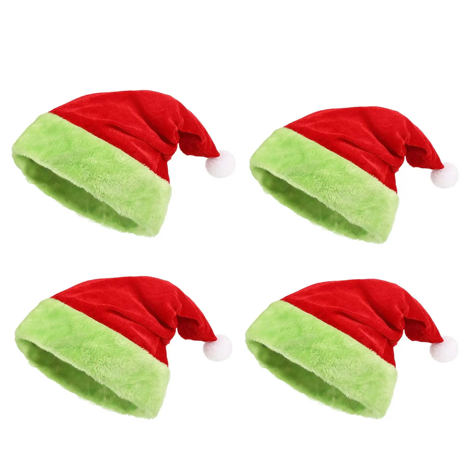 

Christmas Santa Hats for Adults Green Velvet Santa Hat Soft Xmas Holiday Hats Family Cosplay Costume Accessories