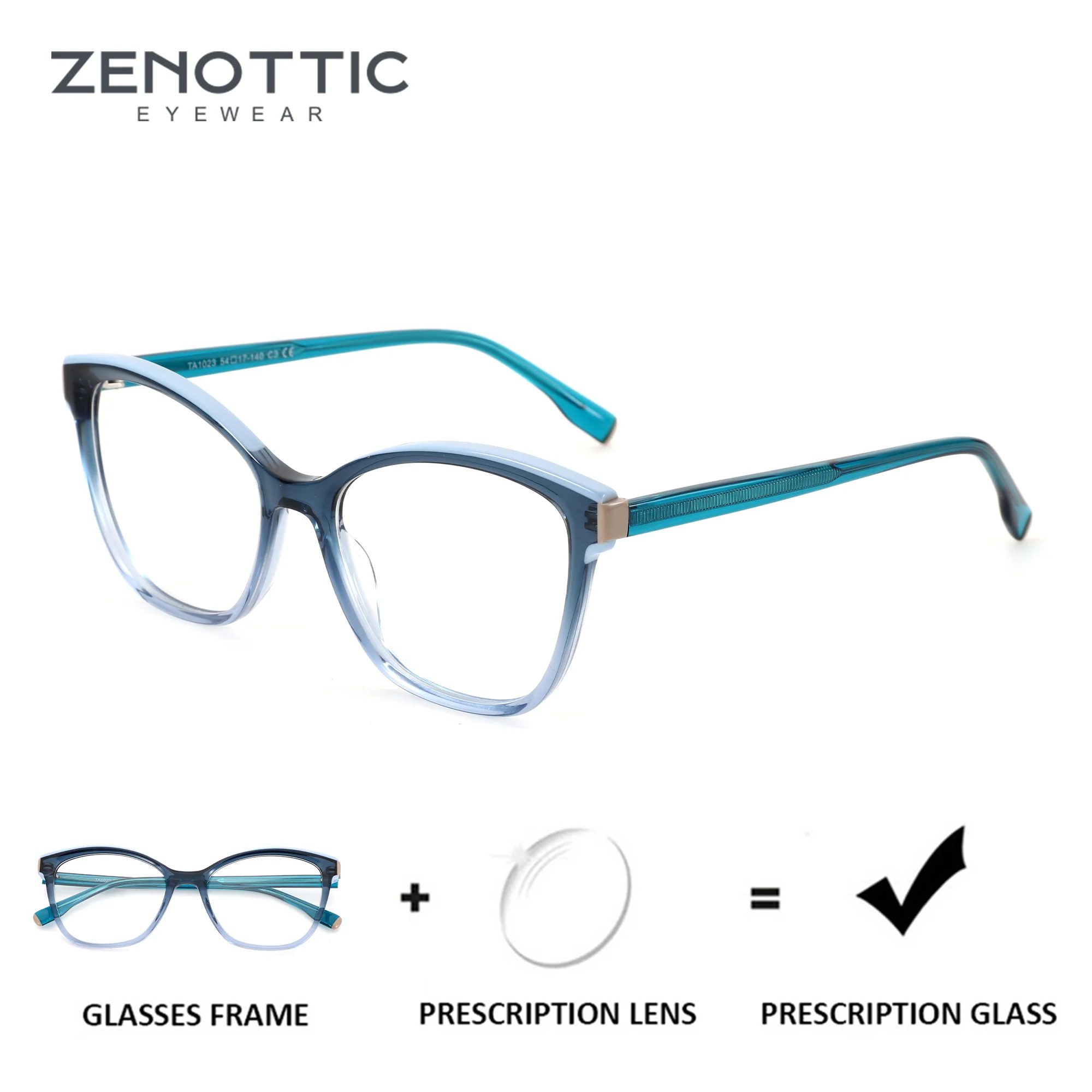 ZENOTTIC（ S Size） Popular Butterfly Acetate Prescription Glasses For Women Anti Blue Light Photochromic Optical Eyeglasses