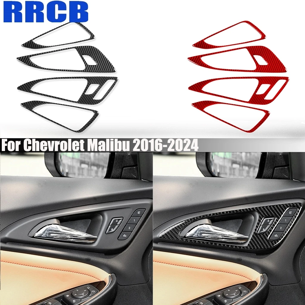 

Carbon Fiber Door Handle Frame Decoration Car Accessories Interior Cover Trim Modified Sticker For Chevrolet Malibu 2016-2024
