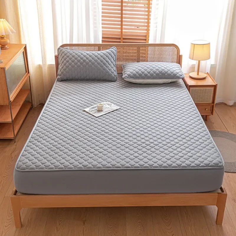 Waterproof Cotton Fitted Bed Sheet Anti-mite Mattress Protector Soft Breathable Mattress Cover Queen Fitted Sheet 140/160*200cm