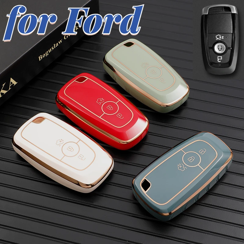 TPU Car Remote Key Case Cover Shell Fob For Ford Edge Fusion Mustang Explorer F150 F250 F350 Ecosport Protector Holder Keyless