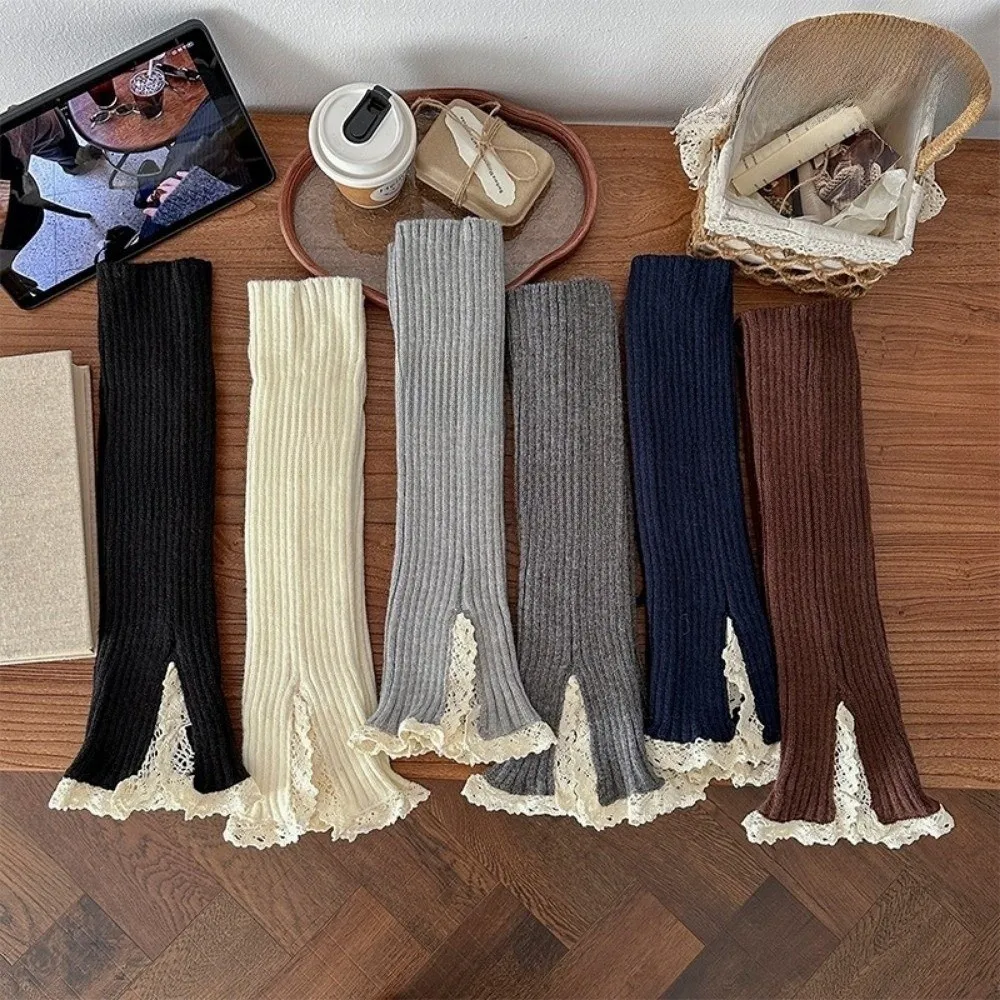 Cozy Thermal Boot Sock Sleeves Stretch Bow Turned-up Button Socks Thick Lace Tube Socks Female