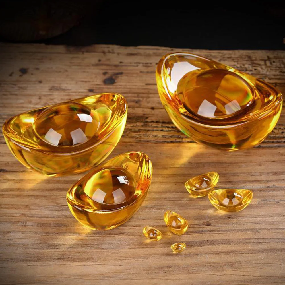 

5 Pcs 60mm Citrine Wealth Luck Ingots nament Retro Style Prosperity Symbol Home Office Decor Fengshui Propitious Adornment