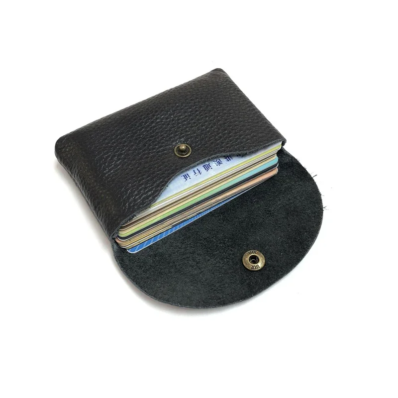 Couro de vaca couro genuíno mini envelope mudança bolso simples fivela saco de cartão carteira de moedas das mulheres cartão de banco saco de fone de ouvido